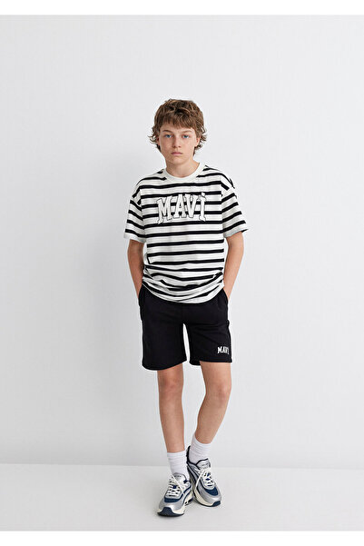 Mavi Logo Printed Black Shorts 6410003 -900