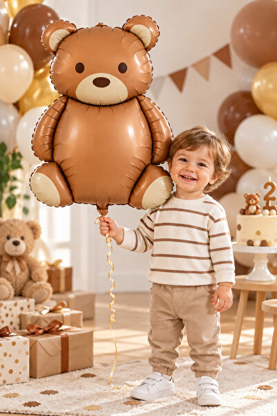 Parti dolabı Retro Pastel Bear Foil Balloon, Teddy Bear Children's Birthday P...
