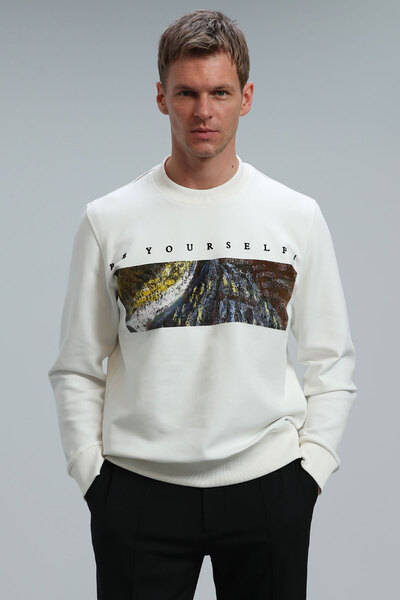 Lufian Dean Erkek Sweatshirt Kırık Beyaz