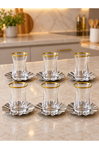 AR HOME 12 Piece Luxury Tea Set-Glass and Steel