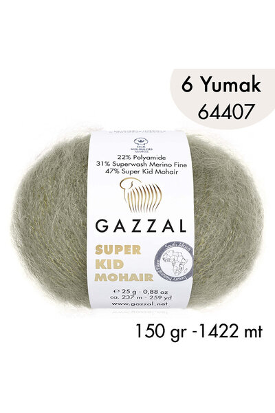 Gazzal Super Kid Mohair 64407 - 6 Yumak 150 gr