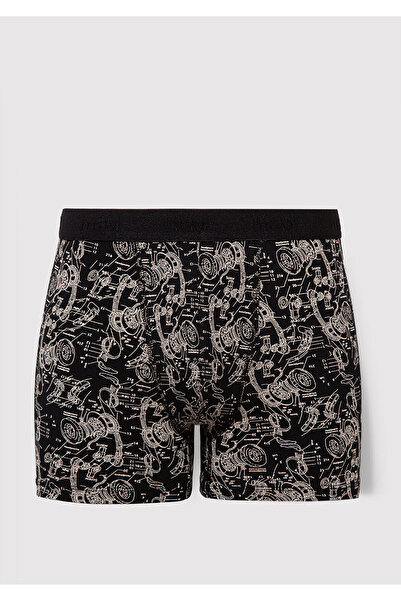 Mavi Grafik Baskılı Siyah Boxer 092070-900