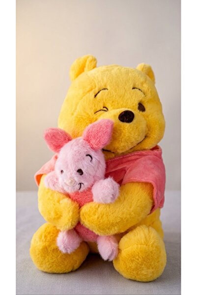 NUREYY AKSESUAR 40cm peluş oyuncak winnie sarılı model 2 ayrı peluş bir arada...