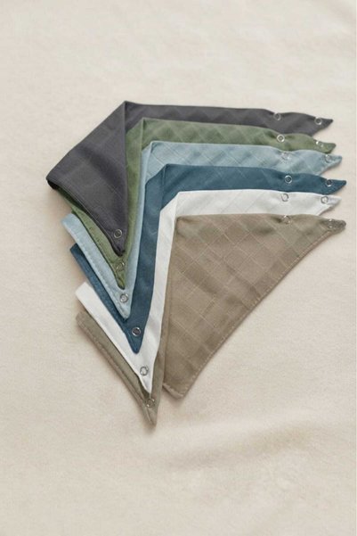 sağel 100% Cotton 6 Pieces Muslin Collar Bib Double Layer Soft with Two Snaps (Scarf, Drool Bib)