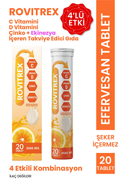 Renatus İlaç Rovitrex C Vitamini D Vitamini Çinko ve Ekinezya İçeren Efervesa...