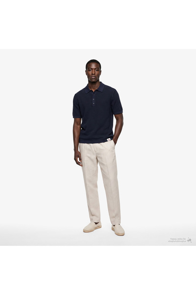 Calvin Klein Beyaz Erkek Pantolon LV04LF619G2JX_STRAIGHT LINEN PULL O