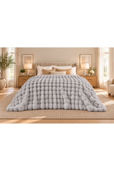 Merinos Angora Bubble Tavşan Tüyü Kutulu 220cm X 240cm Çift Kişilik Battaniye
