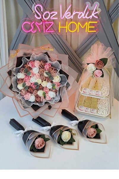 Cyz Home 41 Karışık Şakayık İsteme Çiçeği Buketi & Kişiye Özel 100 Adet Isiml...