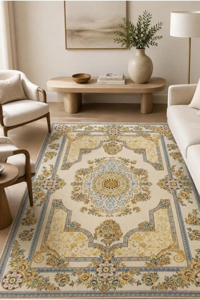 Al Kaffary Carpet سجادة ألكافاري شامونيه رنر، لون كريمي، 100 × 200 سم