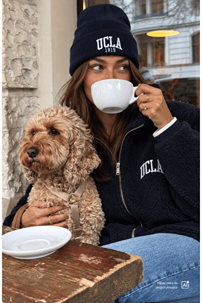 UCLA Lanita Navy Blue Embroidered - Unisex Beanie