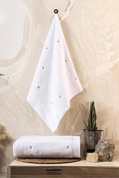 VAROL Love Serisi Nakışlı Micro Cotton Banyo Havlu Seti