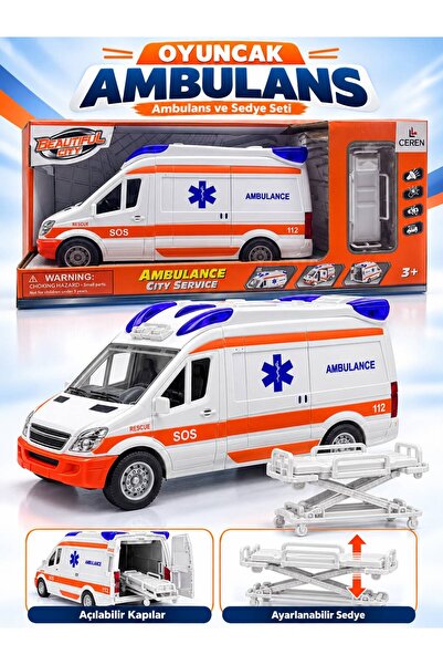 afreyz oyuncak Oyuncak Sesli Pilli Işıklı Ambulans Büyük Boy Ambulans Kapılar...