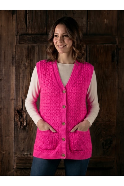 secret touch Mother's Vest Classic Patterned Knitted Wool Cotton Blend Vest w...