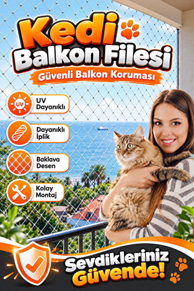 viyolmarketim Kedi Balkon Filesi 2,5x3m – Kuş Balkon Filesi, UV Dayanıklı Ked...