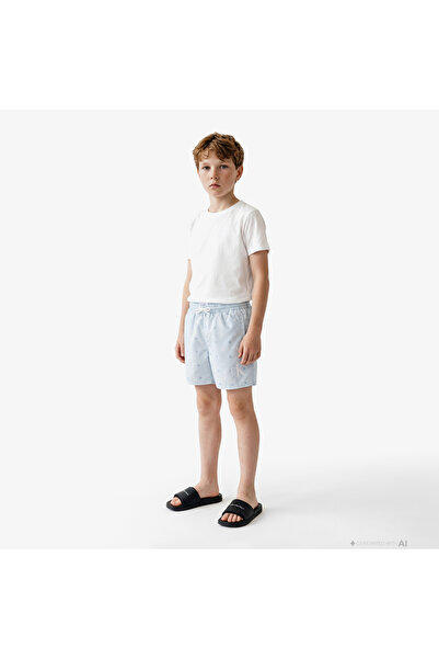 Calvin Klein Medium Drawstring-Print Çocuk Mavi Deniz Şortu