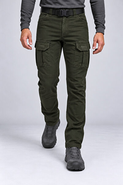 Polviton Khaki Men's Cargo Pants Tactical Outdoor Combat Pocket