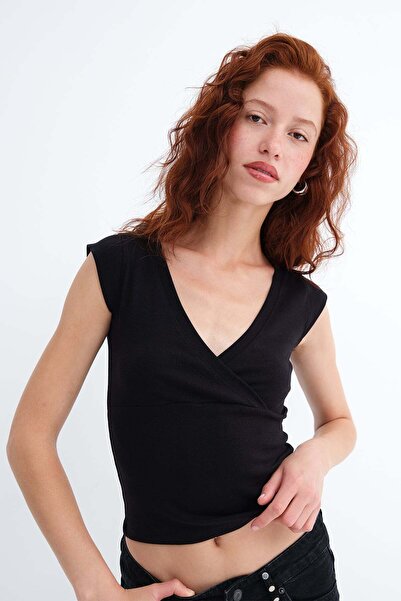 Addax Double-Breasted Collar Short Sleeve T-Shirt P1949