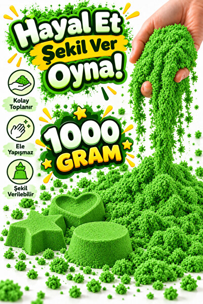 Yeşil Kinetik Kum Oyun Kumu 1 Kg Kinetik Kum
