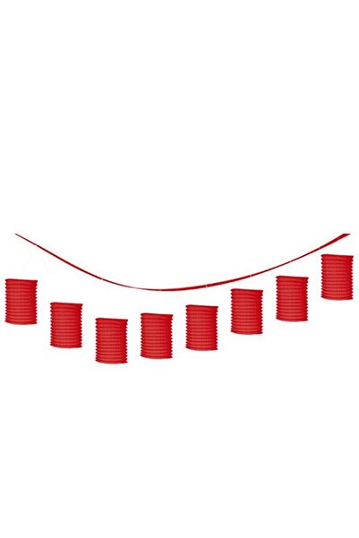 Pandoli Partidolu Sıralı Kağıt Akordeon Gemici Feneri Asma Süs Garland Kırmız...