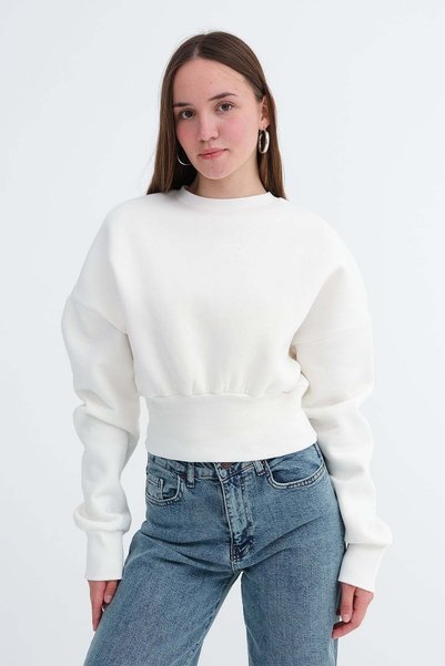 Addax Hanorac crop cu dungi S13358