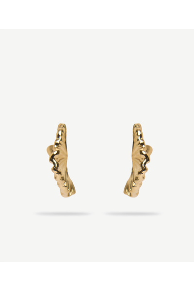 Yargıcı Embossed Textured Gold Earrings