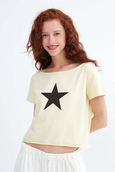 Addax Yıldız Baskılı T-shirt P1948