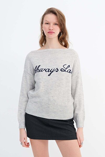 Addax Printed Knitwear Sweater K3529