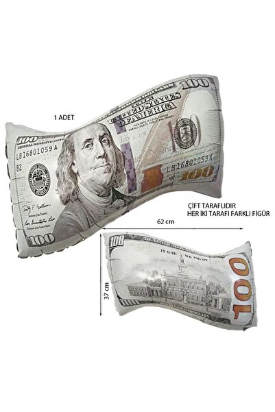 partidolu Retro Disko Dollar Bill 100 Dolar Şekilli Para Folyo Balon 62x37 cm...