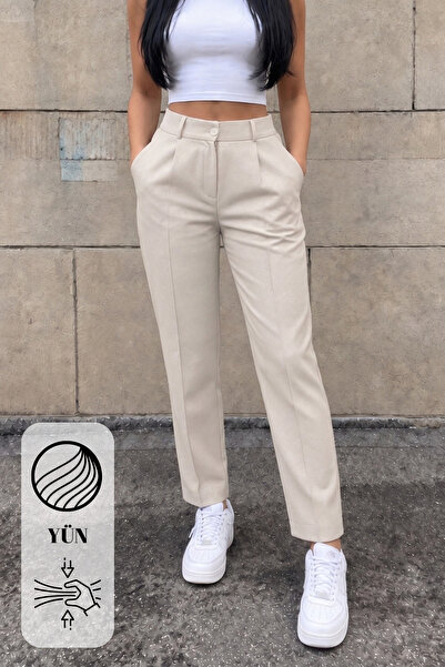 BİKELİFE Yüksek Bel Havuç Model Beli Lastikli Dar Paça Pantolon