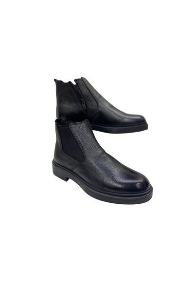 SULA Men's Chelsea Boots Printed Leather Black Zippered