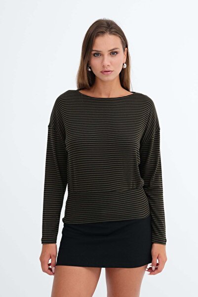 Addax Striped Long Sleeve Blouse B06058