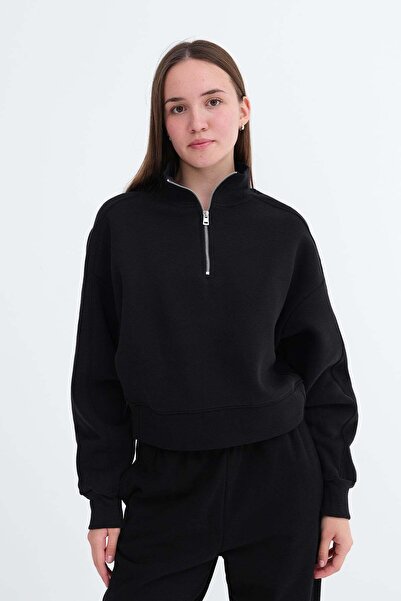 Addax Zippered Collar Sweatshirt S10741