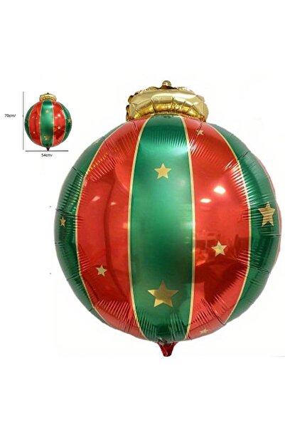 partidolu Yılbaşı Çam Ağacı Cici Topu Şekilli Folyo Balon 70x54 cm 1 Adet
