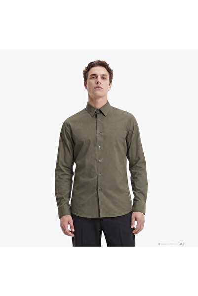 Calvin Klein Solid Stretch Classic Erkek Haki Gömlek