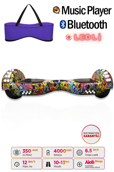 CityMate Elektrikli Kaykay Full Ledli Hoverboard Bluetooth Hoparlörlü 6.5 Inc...