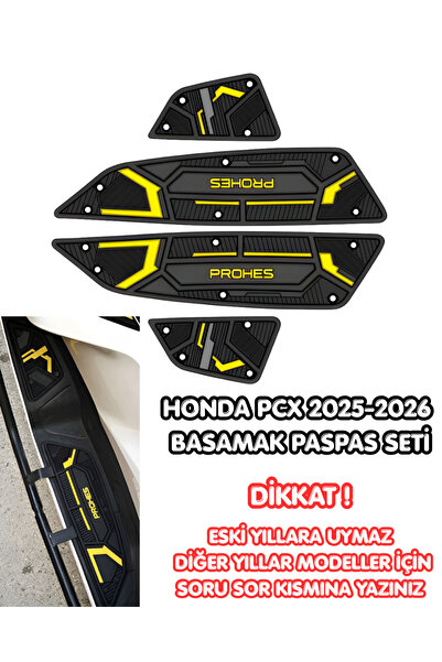HONDA PCX 2025-2026 GOLD SARI KAUÇUK BASAMAK PASPAS TAKIMI 1.KALİTE (DİĞER YILLARA UYMAZ SADECE 2025 2026 UYUMLUDUR)