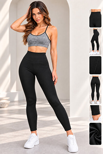 mrm pro Kadın Siyah Yüksek Bel Toparlayıcı Tayt Esnek Yumuşak Kumaş Spor Günl...