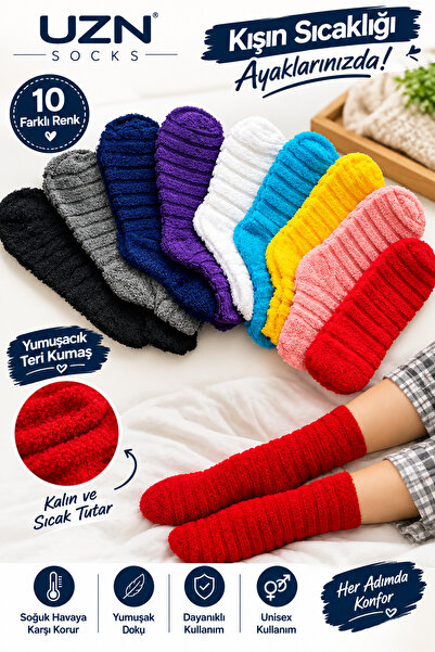 UZN SOCKS 5 Çift Ters Havlu Çorap Kışlık Sıcak Yumuşak Kalın Günlük Çorap Unisex