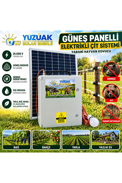 YÜZÜAK ÇİTMAK Güneş Panelli Elektrikli Çit Sistemi | Yabani Hayvan Kovucu | 30.000 Volt