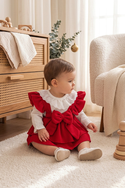 Babymod Fiyonklu 100% Pamuk Şık Kız Bebek Jile Etek Elbise