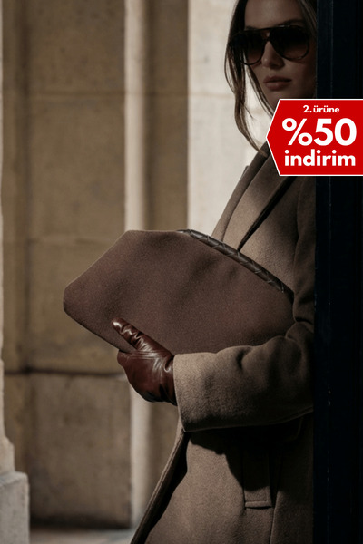 Berlesi Τσάντα Clutch Portfolio από δέρμα καφέ καστόρι