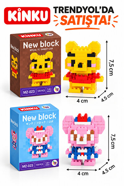 KİNKU Ne Block Ayı Fare Puzzle-Yapboz-3d Zeka Geliştiren-Mini Sevimli Figürle...