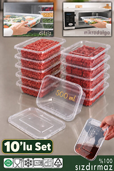 Ezupack 500ml Eko Sızdırmaz Kapaklı Mikrodalga Difriz Derin Dondurucu Buzluk ...