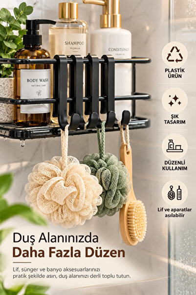 UG Home 2 Adet Siyah Kanca Askı Banyo Ve Mutfak Rafları İçin