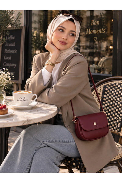 İlkimay Düğüm Detaylı Mini Çapraz Çanta - Bordo