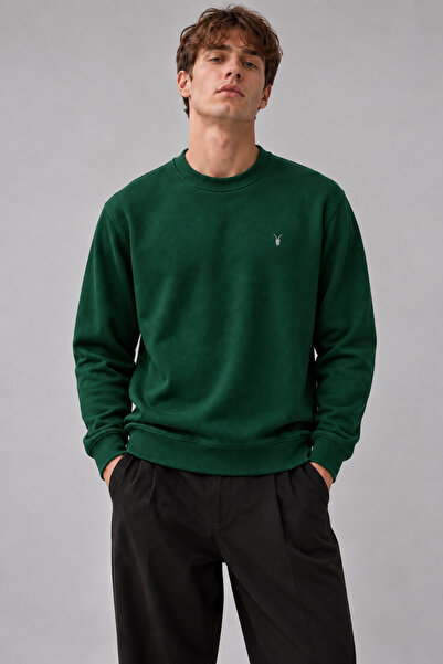 COMBİNE MİCHAİL Koyu Yeşil Renk Erkek Bisiklet Yaka Sweatshirt