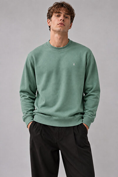 COMBİNE MİCHAİL Çağla Renk Basic Bisiklet Yaka Erkek Sweatshirt