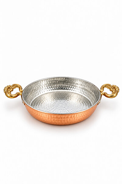 Copper Empire 22x4 cm Saf Bakır Ağır Tava İçi Kalaylı El Dövme Menemen Kuymak...