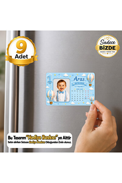 Hediye Baskıcı Sıcak Hava Balonu Temalı 1 Yaş Fotoğraflı Takvimli Yatay 9 Ade...