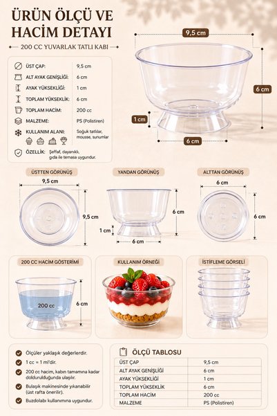 Ezupack 20-Piece Plastic Bowl with Footed Magnolia Dessert Presentation Cup Mica Magnolia Bowl (Not Glass)